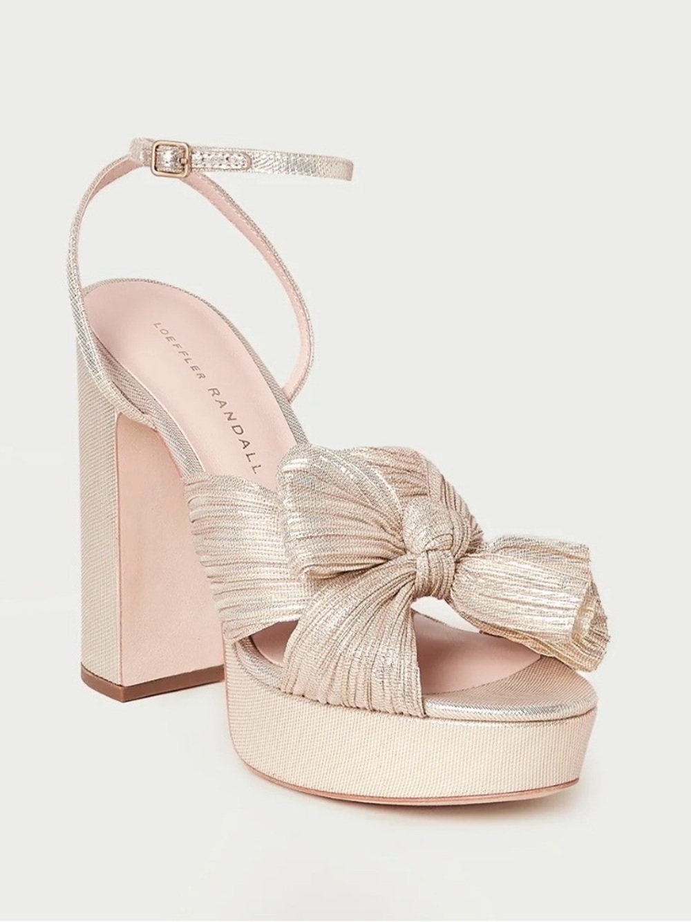 Loeffler Randall Natalia Platinum Platform Bow Heel Size 9 ✨✨✨
